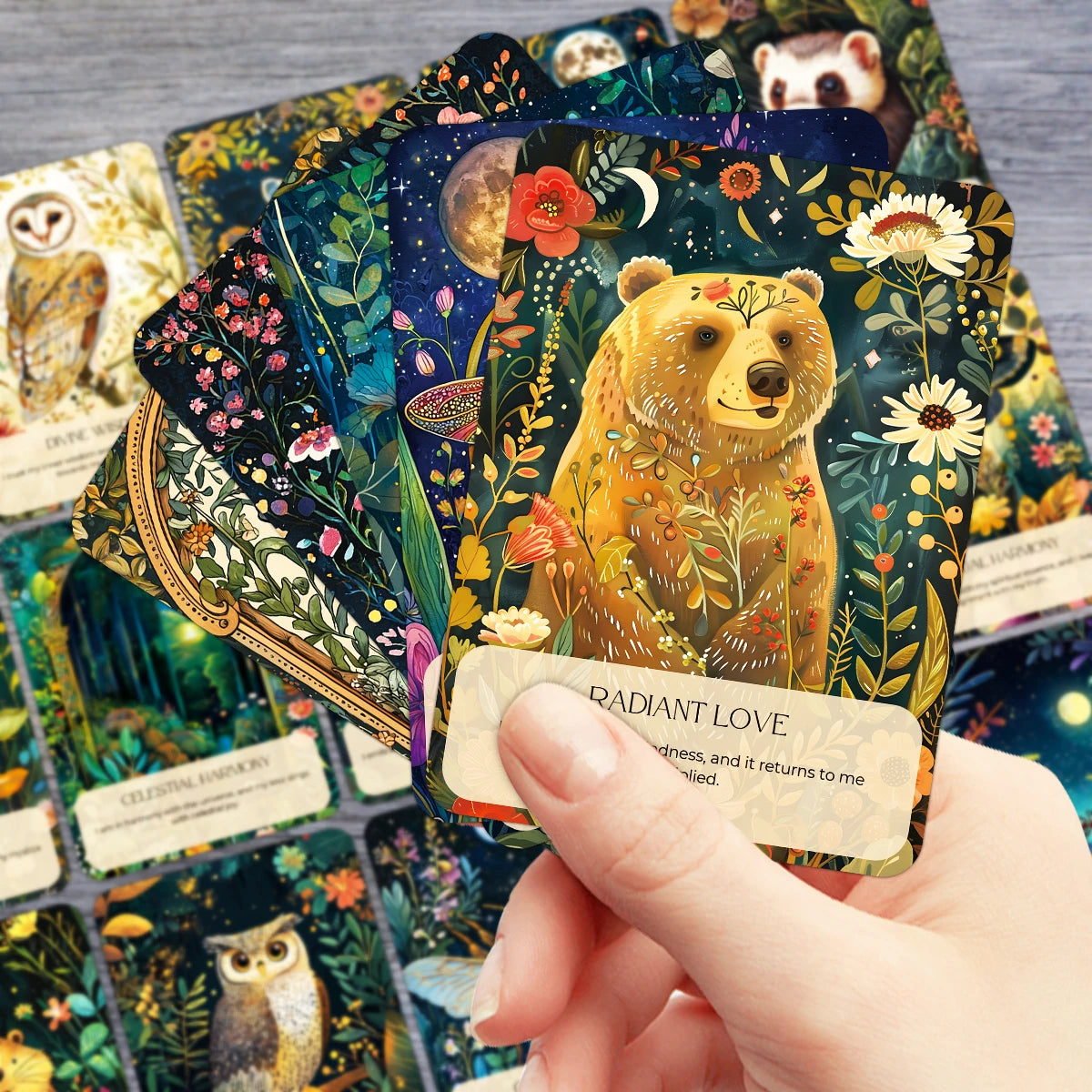 50pcs Spirit Animal Tarot Cards for Women, Inspirational Affirmation Cards, Guidance for Personal Growth,Love,Spiritual Journey