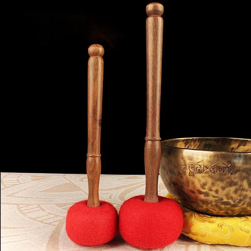 Tibetan Singing Bowl Mallet Sound Bowl Wooden Stick Quartz Bowls Wool Felt Handmade Leather Stick Buddhism Meditation Parts