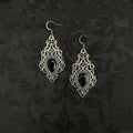 Gothic Victoria Sliver Color Celtic Filigree Scroll Imitation Gemstone Pendant Dangle Earrings for Women Bride Wedding Jewelry