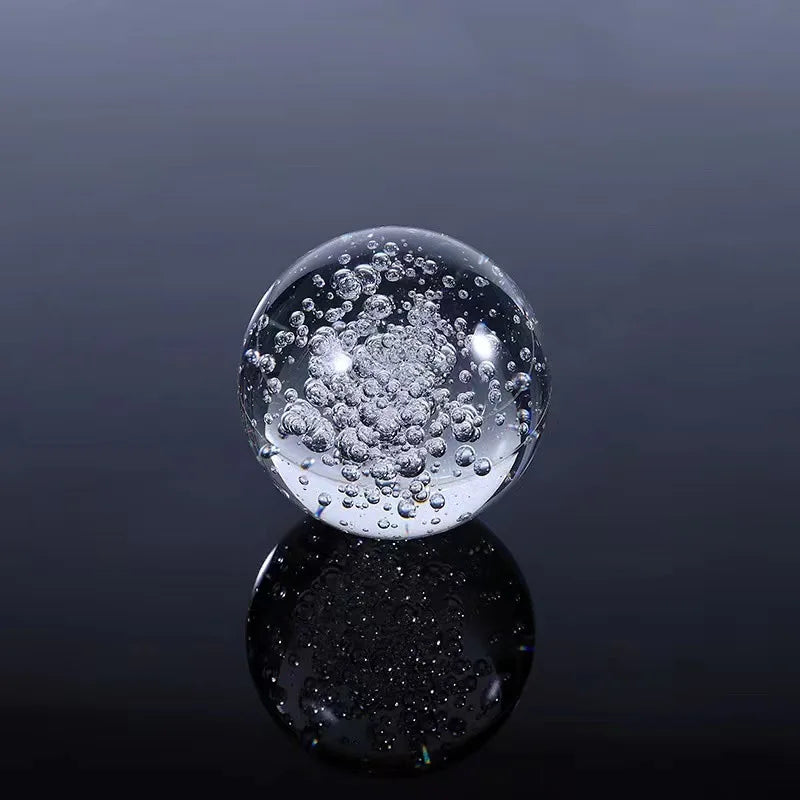 Crystal Bubble Ball Ornaments Ice Cracked Ball Figurine Rockery Home Office Decoration Miniature Glass Sphere