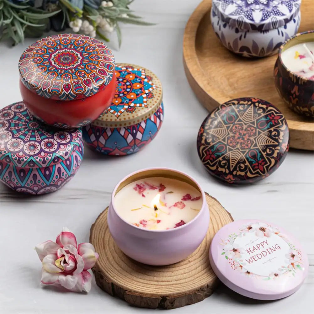 Vintage Scented Candles Soy Wax Candle Jars Flower Fragrance Scent Candle Wedding Ceremony Birthday Gifts Home Decoration