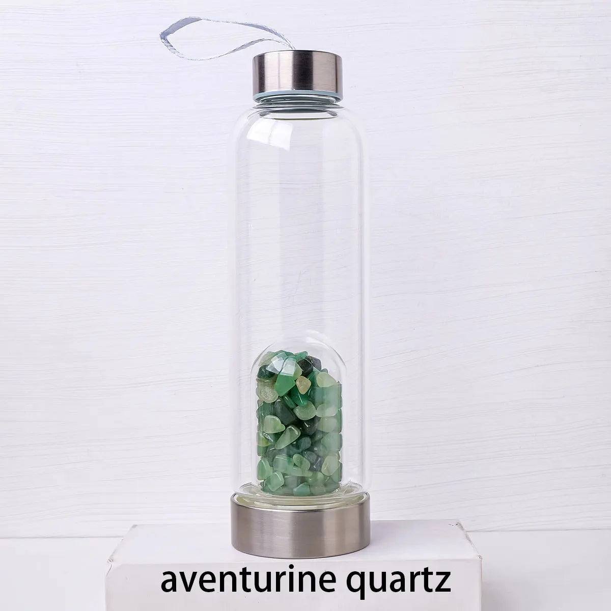 Crystal clear water bottles with magnificent quartz crystals infused