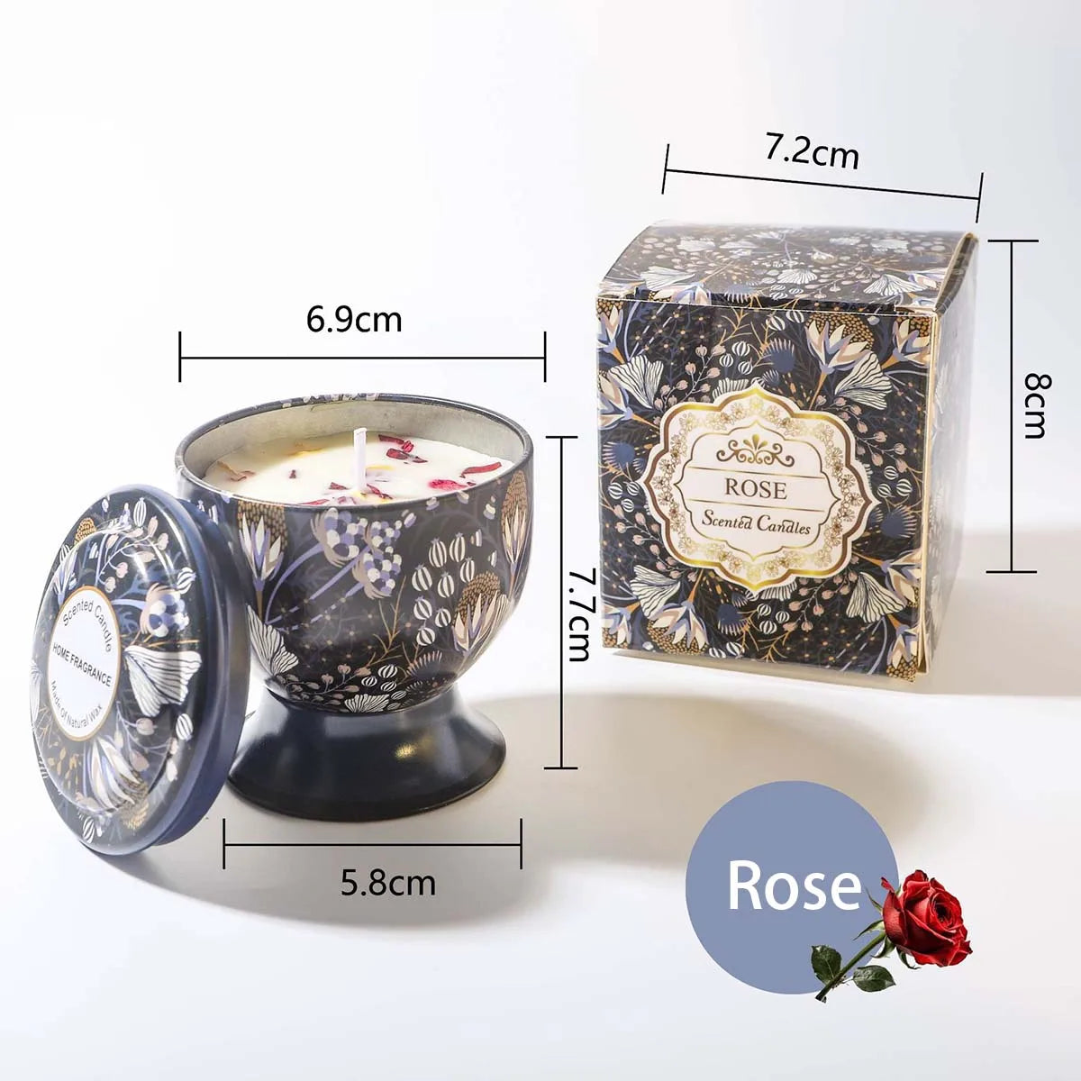Goblet Design Scented Candle Box Flower Rose Lavender Candle Jar Wedding Favors Birthday Craft Gifts Floral Fragrance Candles