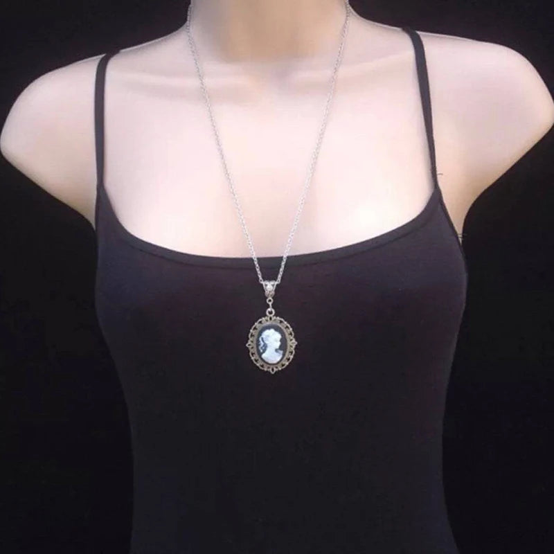 Beauty Cameo Necklace Gothic Jewelry Vintage Victorian Carved Beauty Charm Choker For Women Girls