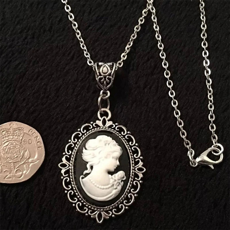 Beauty Cameo Necklace Gothic Jewelry Vintage Victorian Carved Beauty Charm Choker For Women Girls
