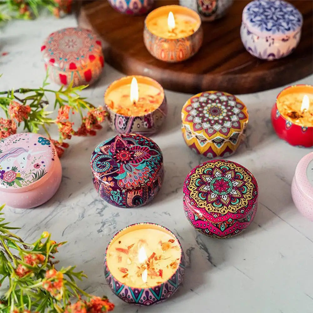 Vintage Scented Candles Soy Wax Candle Jars Flower Fragrance Scent Candle Wedding Ceremony Birthday Gifts Home Decoration