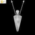 Crystal Perfume Necklace Natural Stone Cone Pendant Healing Clear Quartz Pendants Essentials Oil Diffuser Vial Necklaces H119