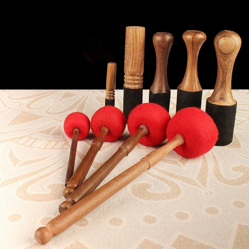Tibetan Singing Bowl Mallet Sound Bowl Wooden Stick Quartz Bowls Wool Felt Handmade Leather Stick Buddhism Meditation Parts