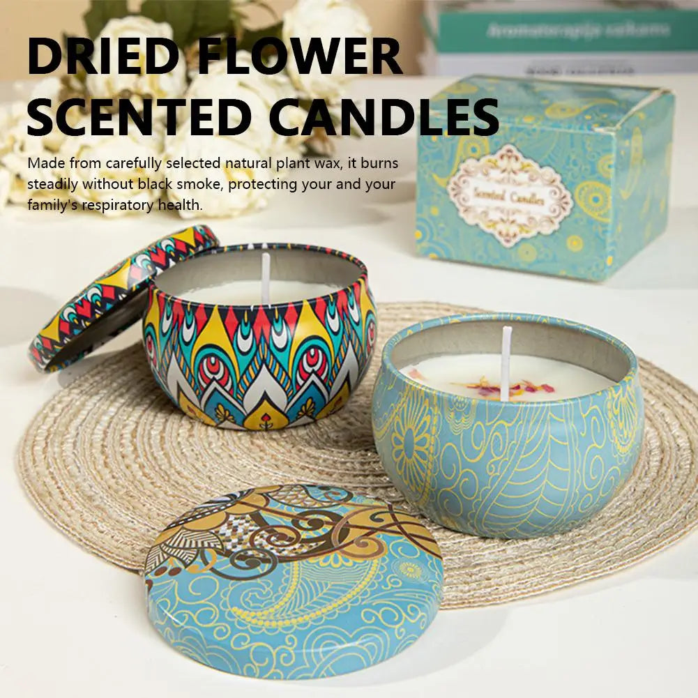 Vintage Scented Candles Soy Wax Candle Jars Flower Fragrance Scent Candle Wedding Ceremony Birthday Gifts Home Decoration
