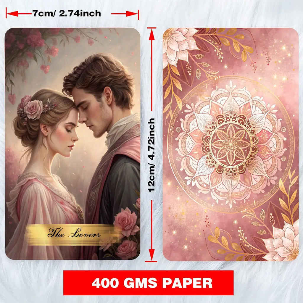 Pink Victorian Tarot Cards Deck with Guidebook, 78Pcs Classic Oil Painting Rose Garden Tarot Deck for Beginners