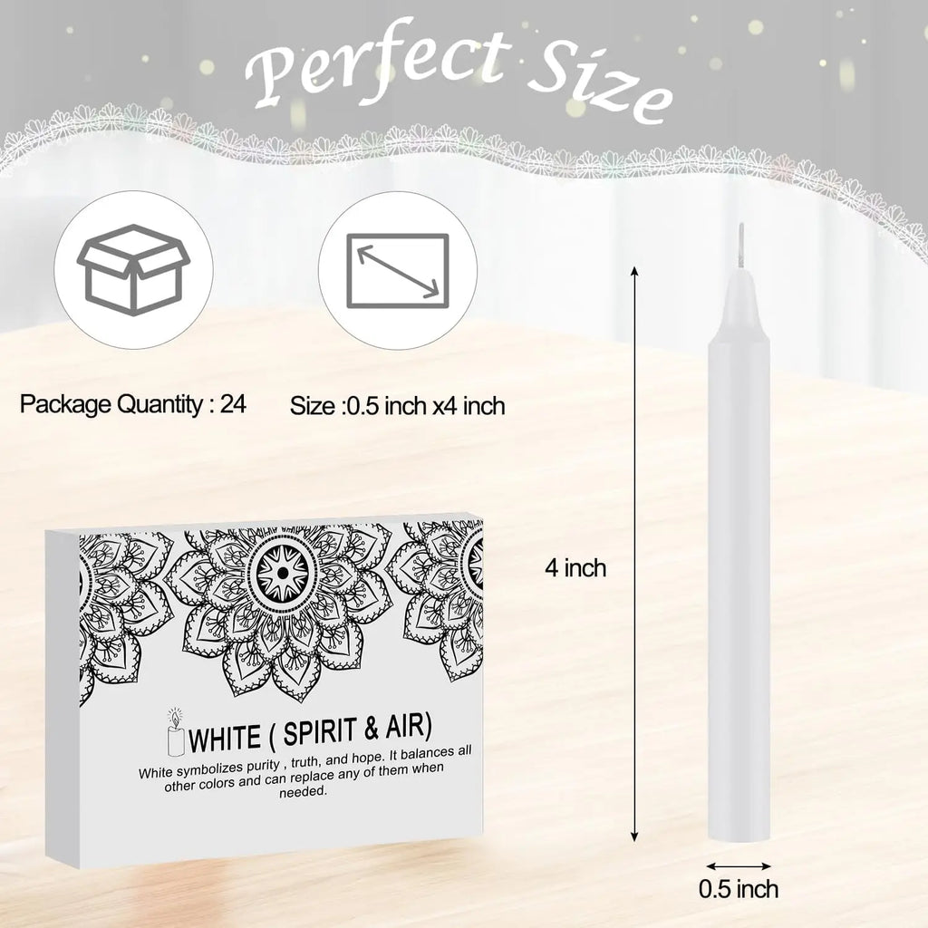 24 White 4-Inch Stick Candles, Drip-Free, Smoke-Free, Unscented, Household Dinner Candles, Hand-Poured, High-Quality, Suitable for Churches, Homes, Weddings, Parties, Seasonal Celebrations, Emergencies, and Home Decoration, P