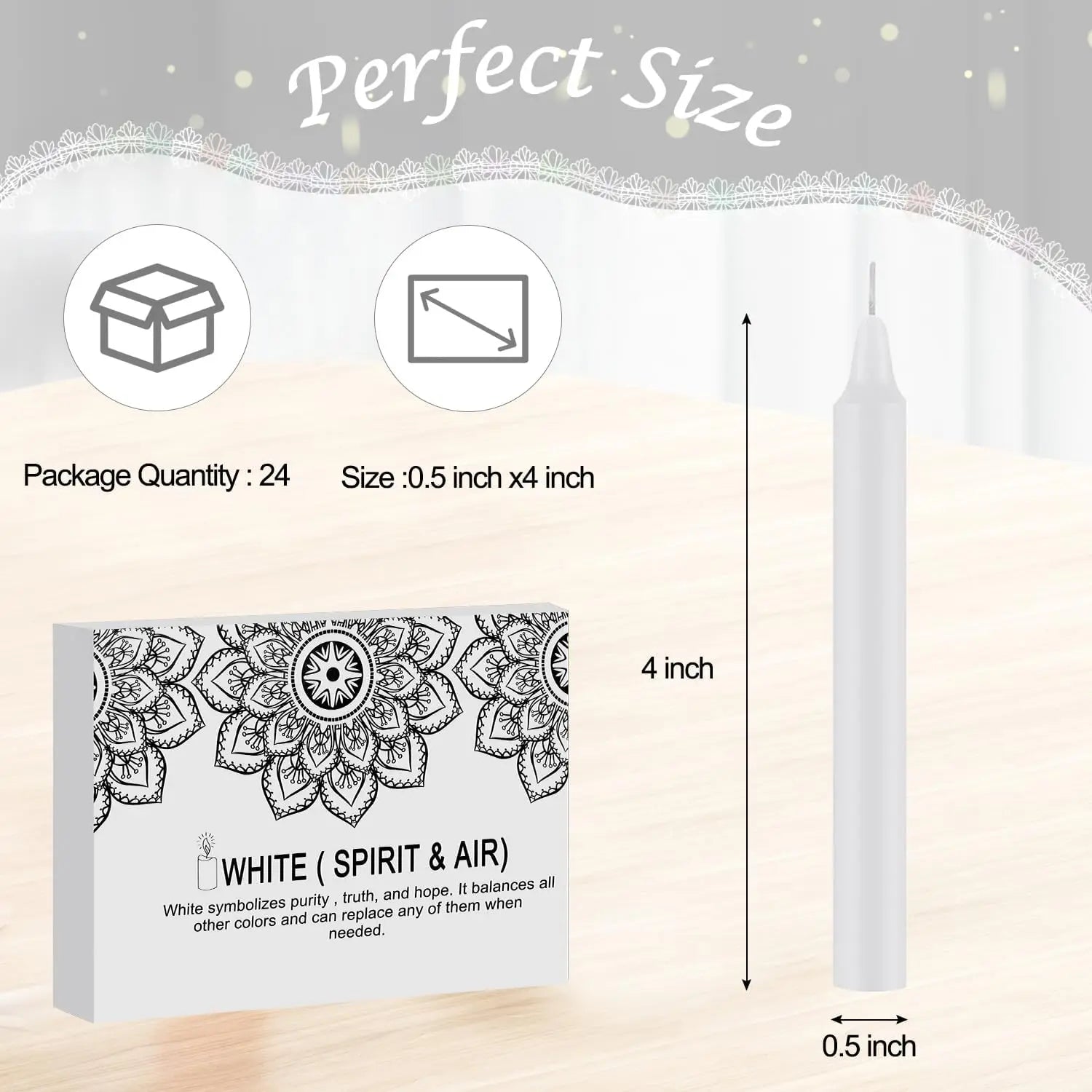 24 White 4-Inch Stick Candles, Drip-Free, Smoke-Free, Unscented, Household Dinner Candles, Hand-Poured, High-Quality, Suitable for Churches, Homes, Weddings, Parties, Seasonal Celebrations, Emergencies, and Home Decoration, P