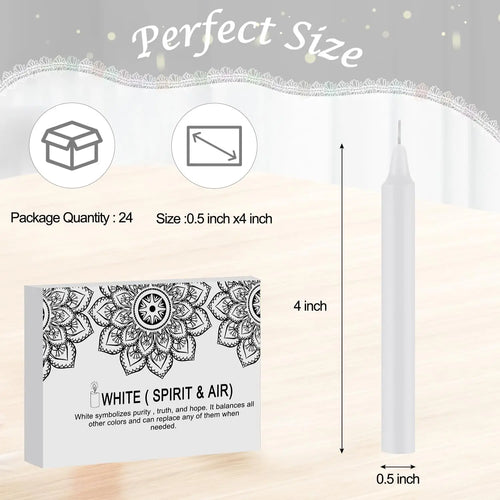 24 White 4-Inch Stick Candles, Drip-Free, Smoke-Free, Unscented, Household Dinner Candles, Hand-Poured, High-Quality, Suitable for Churches, Homes, Weddings, Parties, Seasonal Celebrations, Emergencies, and Home Decoration, P