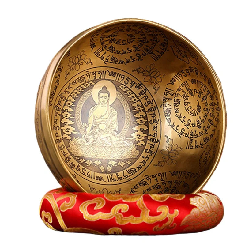 Tibetan Singing Bowl Nepal Handmade Brass Sound Bowls Yoga Music Therapy Mindfullness Meditation Instruments with Accessories