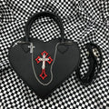 Gothic Style Women's Love Heart Purse Handbags Y2k Hot Girls Punk Shoulder Bag Metal Decoration Female Black Cool Messenger Bags