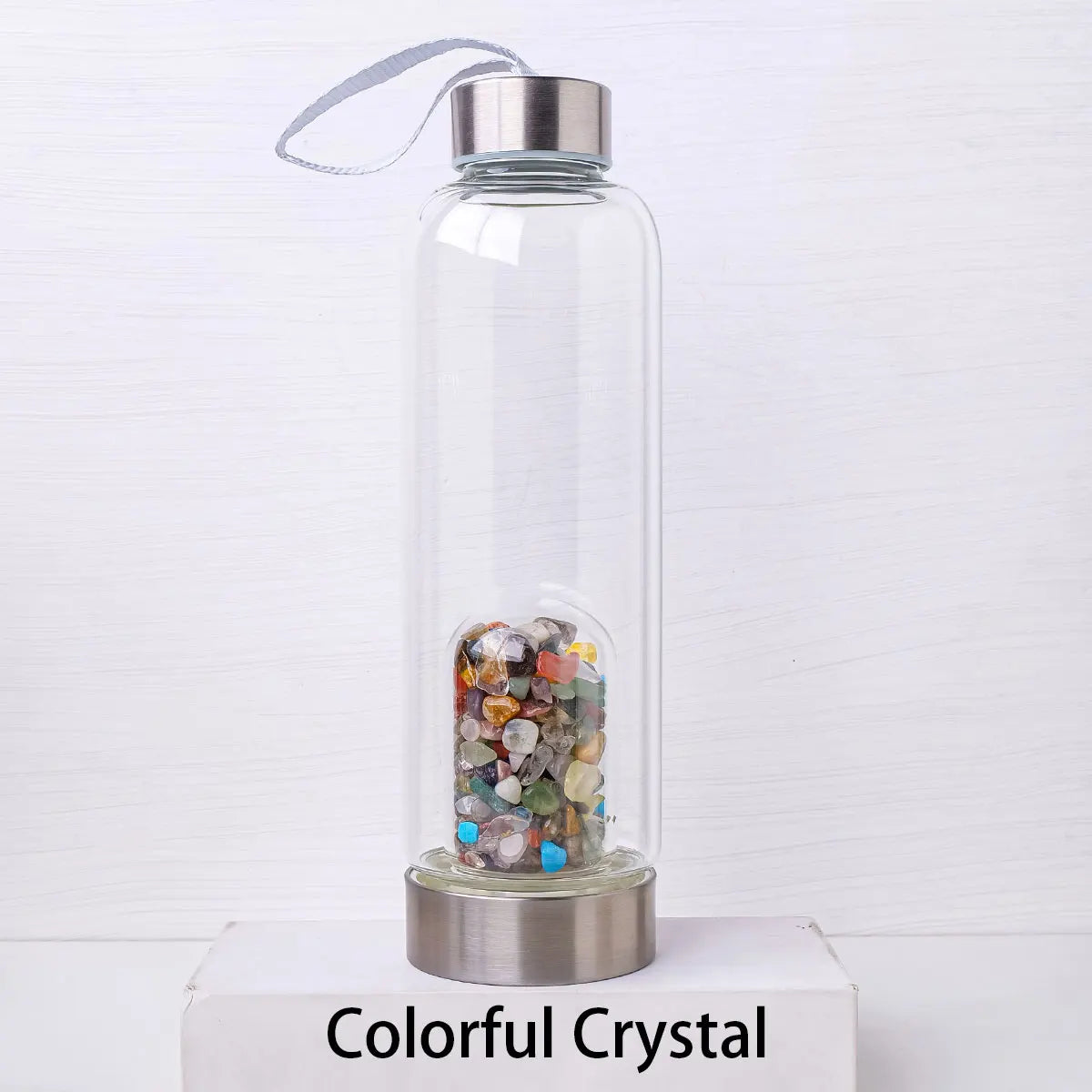 Crystal clear water bottles with magnificent quartz crystals infused
