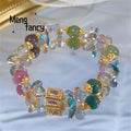 Natural Super Shiny Crystal Bracelet Simple Mori Fairy Style Beaded String Cross Candy Color Hand Luxury Fashion Popular Jewelry