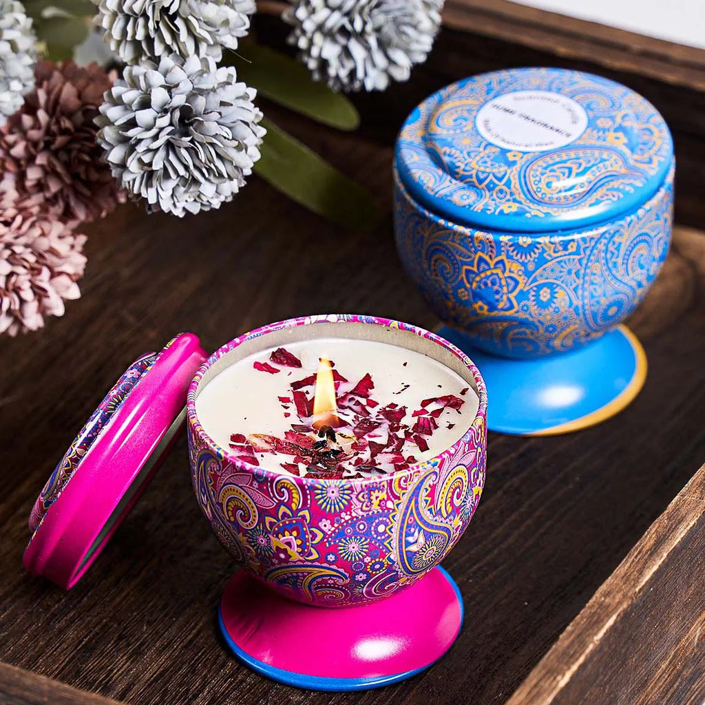 Goblet Design Scented Candle Box Flower Rose Lavender Candle Jar Wedding Favors Birthday Craft Gifts Floral Fragrance Candles