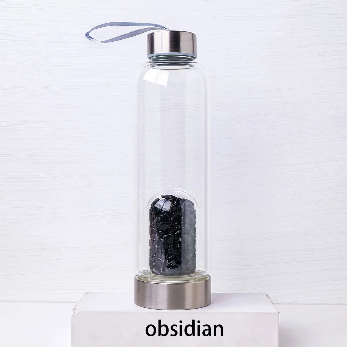 Crystal clear water bottles with magnificent quartz crystals infused