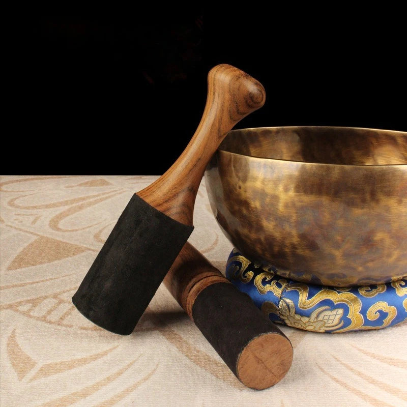 Tibetan Singing Bowl Mallet Sound Bowl Wooden Stick Quartz Bowls Wool Felt Handmade Leather Stick Buddhism Meditation Parts