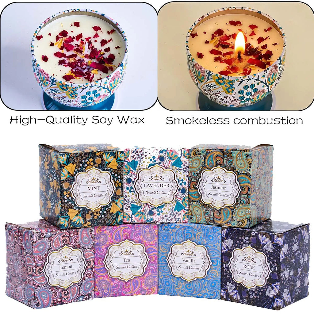 Goblet Design Scented Candle Box Flower Rose Lavender Candle Jar Wedding Favors Birthday Craft Gifts Floral Fragrance Candles
