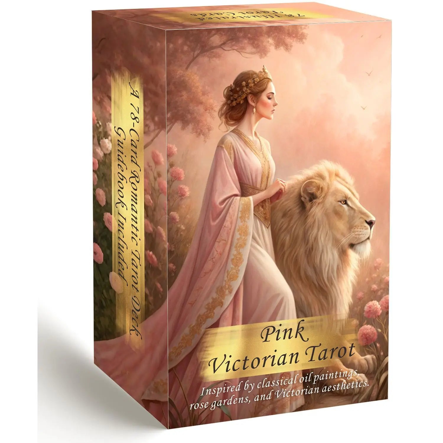 Pink Victorian Tarot Cards Deck with Guidebook, 78Pcs Classic Oil Painting Rose Garden Tarot Deck for Beginners